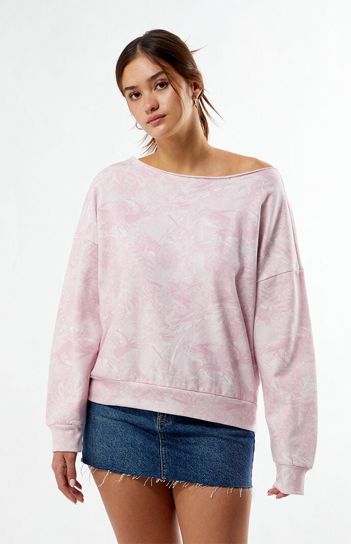 Pacsun Pink Camo Off-The-Shoulder Sweatshirt