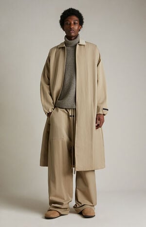 Desert Sand Textured Nylon Trench Coat image number 2