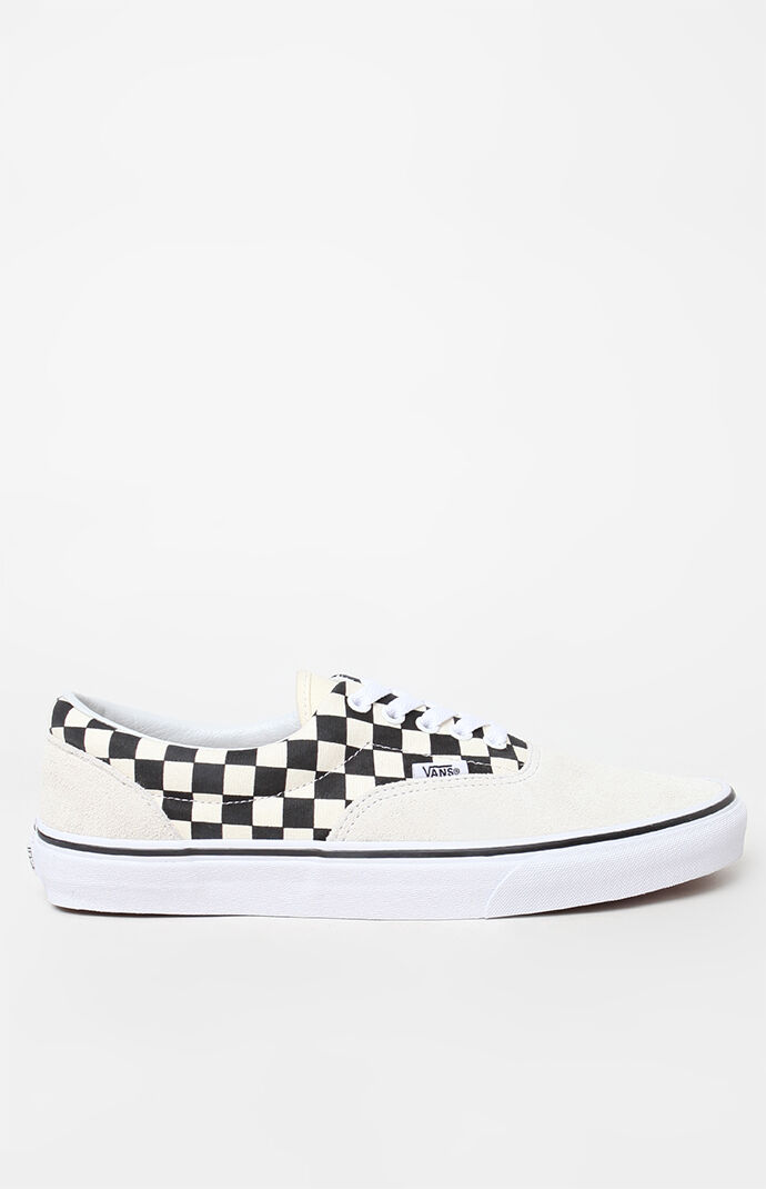 vans primary check era black & white shoes