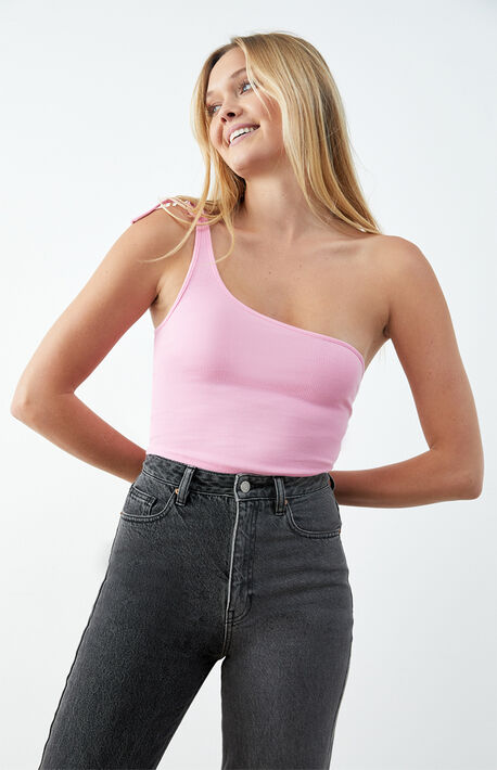 Eco One Shoulder Tie Tank Top