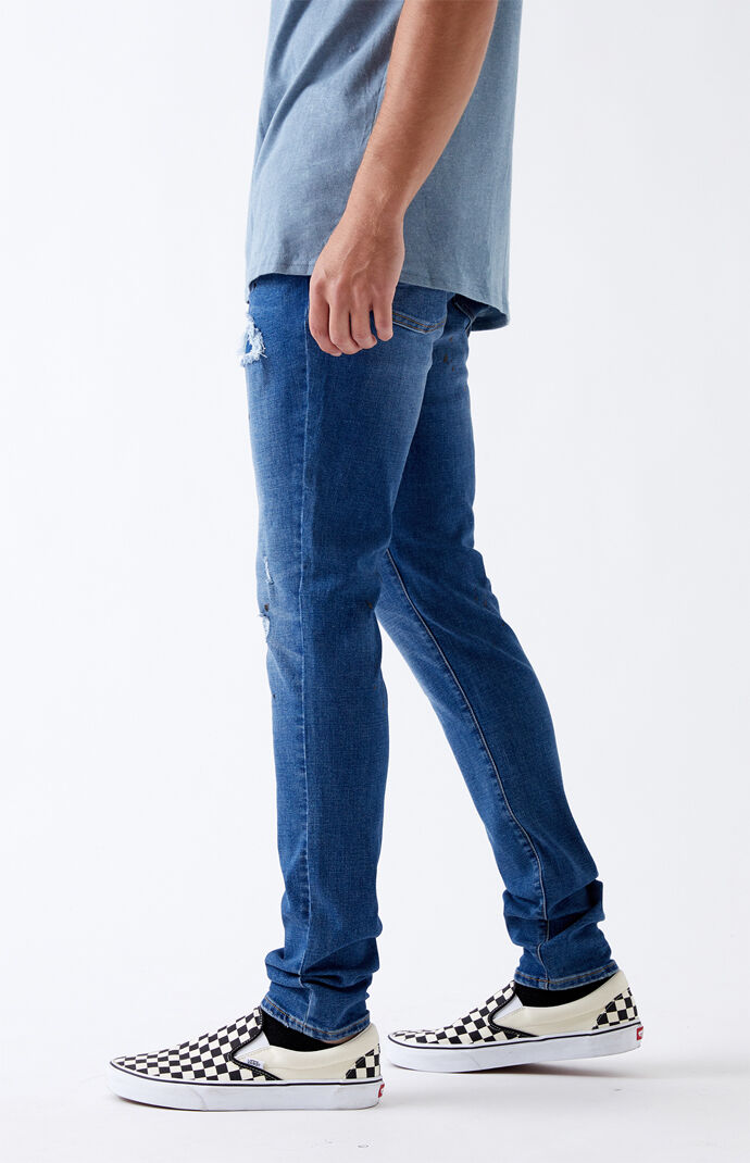 Medium Paint Splatter Stacked Skinny Jeans