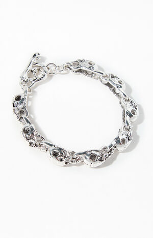 Silver Skull And Bones Bracelet image number 2