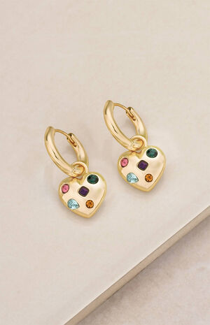 Rainbow Crystal Heart Earrings image number 4