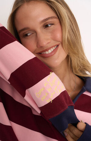 Come As You Are Striped Collar Oversized Sweatshirt image number 2