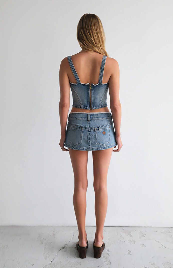 ABRAND Selena Lace 00 Super Low Denim Mini Skirt