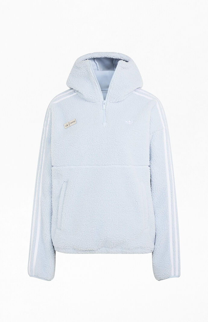adidas Originals by JENNIE Light Blue Polar Fleece Pullover Hoodie