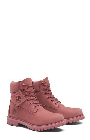 Women's Red Premium 6inch Waterproof Lace-Up Boots image number 4