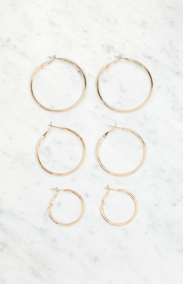 3 Pack Thin Hoop Earrings