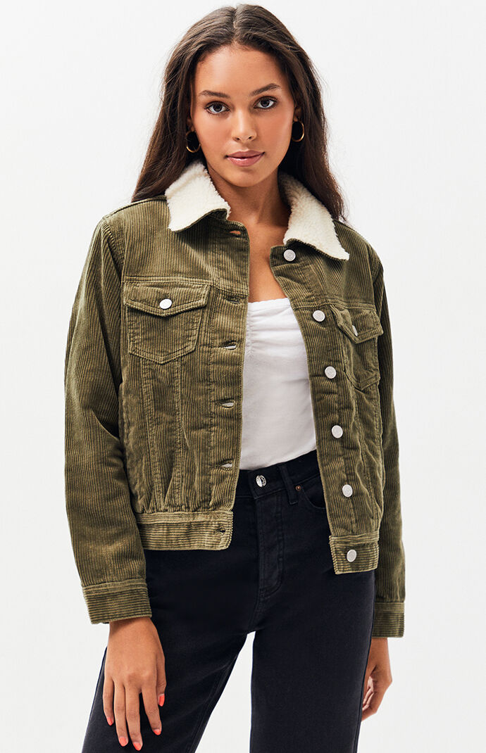 green corduroy trucker jacket