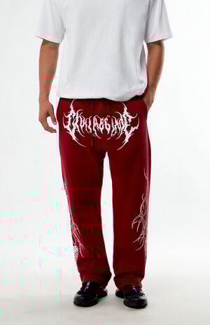 Burgundy Chaos In Thorns Straight Leg Sweatpants image number 1