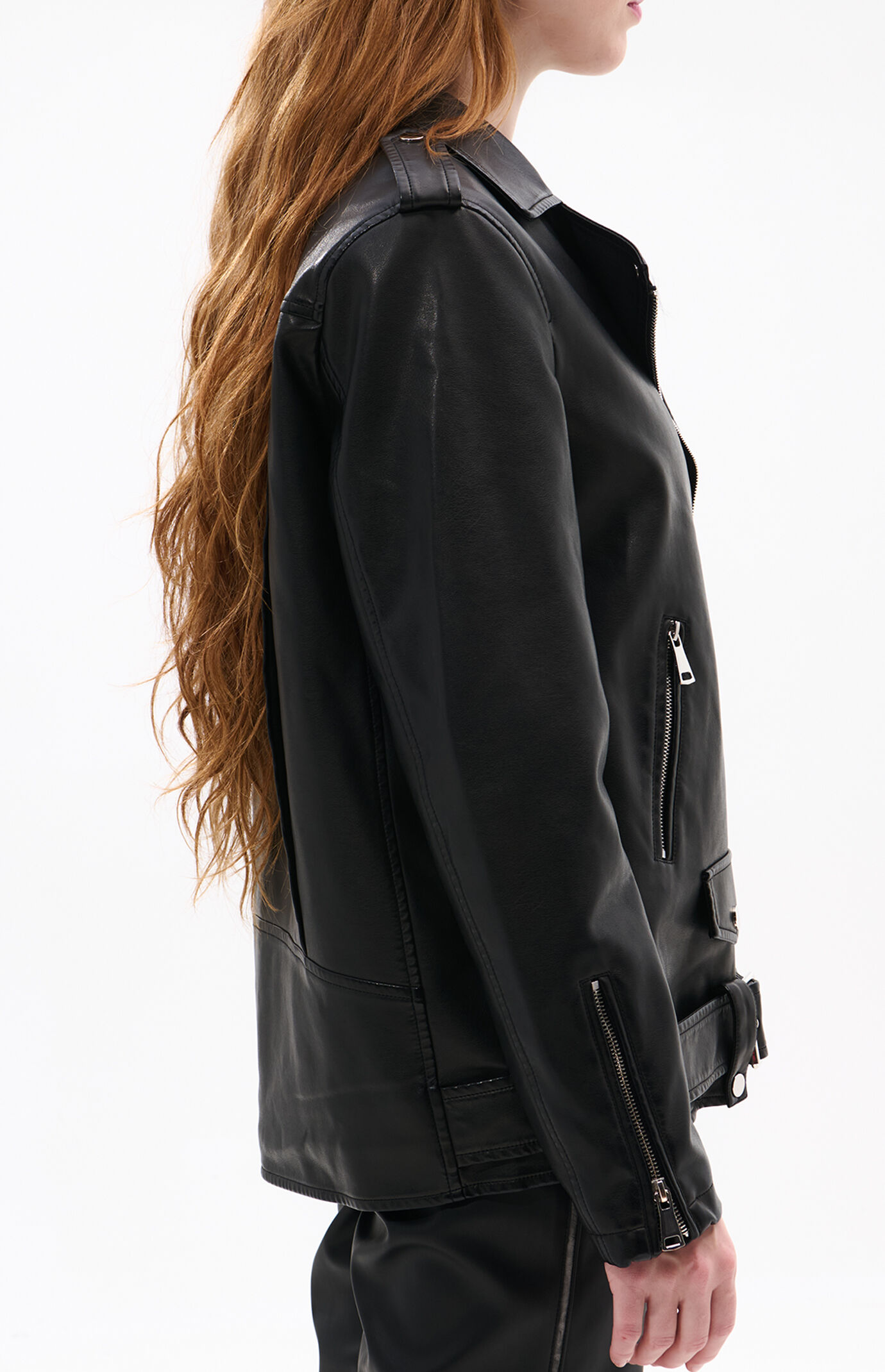 AZALEA WANG Aurelia Black Faux Leather & Fur Moto Jacket | PacSun