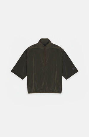 Essentials Ink Crinkle Nylon Half Zip Mock Neck Shirt image number 1
