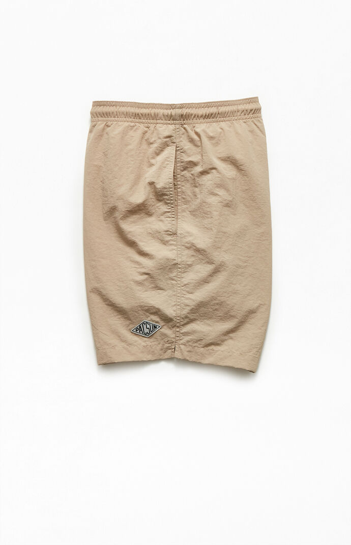 Khaki Solid 17" Swim Trunks