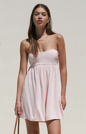 Tie Back Strapless Mini Dress image number 1