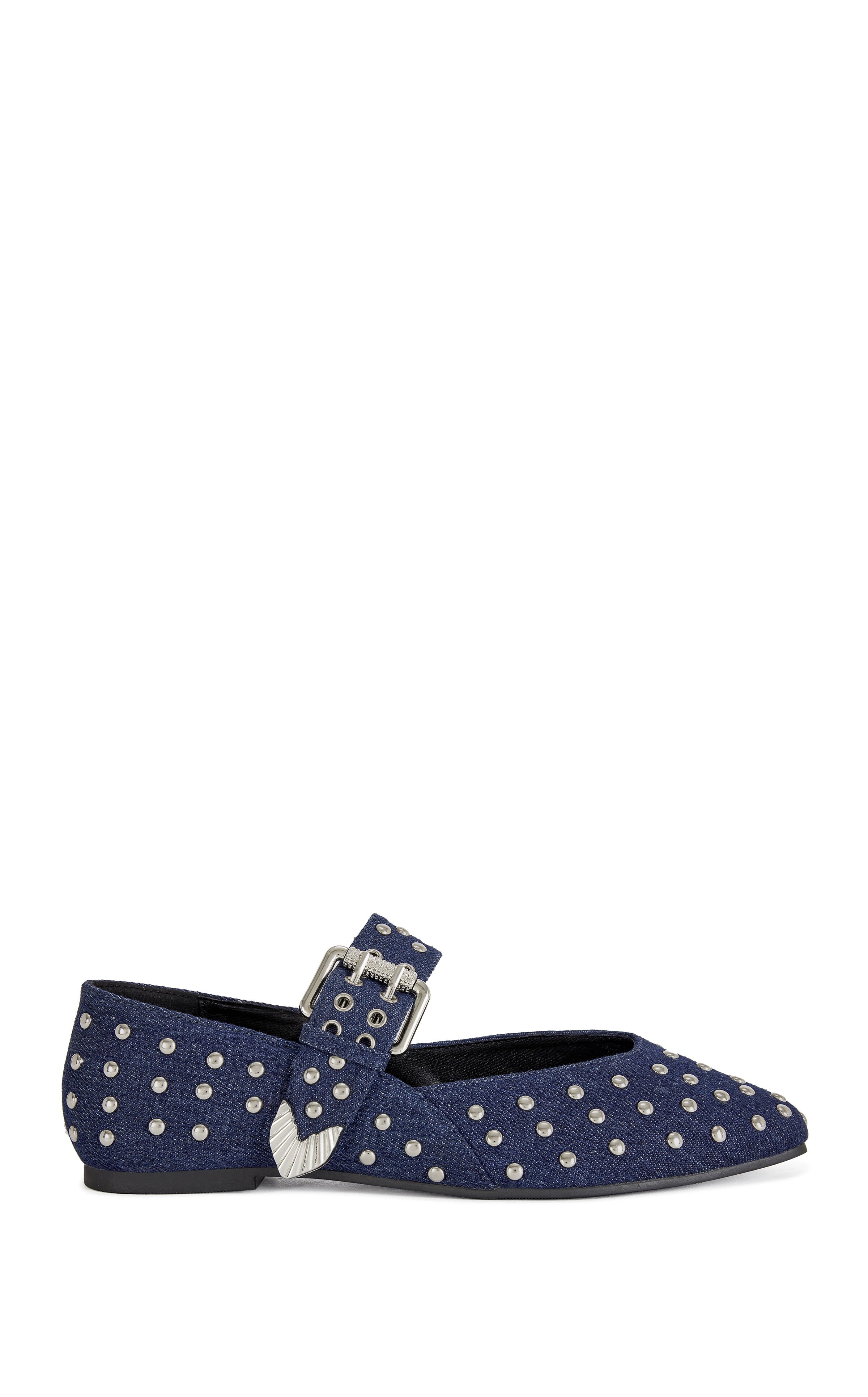 AZALEA WANG Women's Kennith Denim Studded Ballet Flats