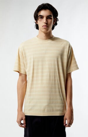 Cream Even Textured Stripe T-Shirt image number 1