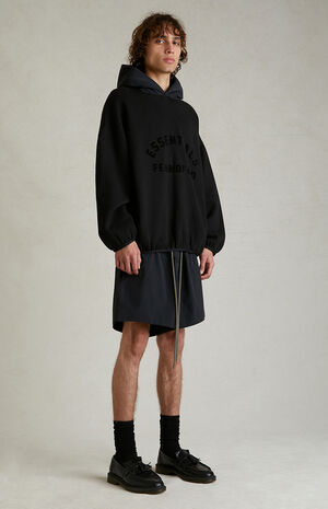 Black Nylon Fleece Hoodie image number 6