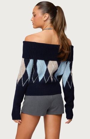 Jakarie Argyle Foldover Sweater image number 3