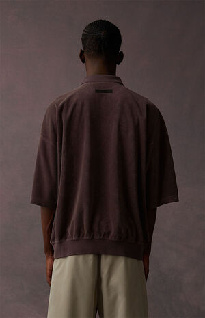Plum Terry Cloth Short Sleeve Polo Shirt image number 4