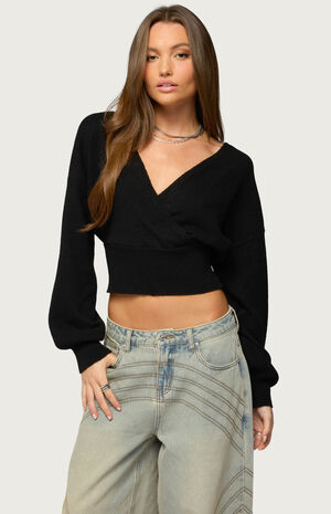 Lillia V Neck Wrap Sweater image number 1