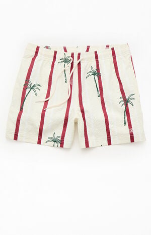 Palm Striped Seersucker 4.5" Swim Trunks image number 1