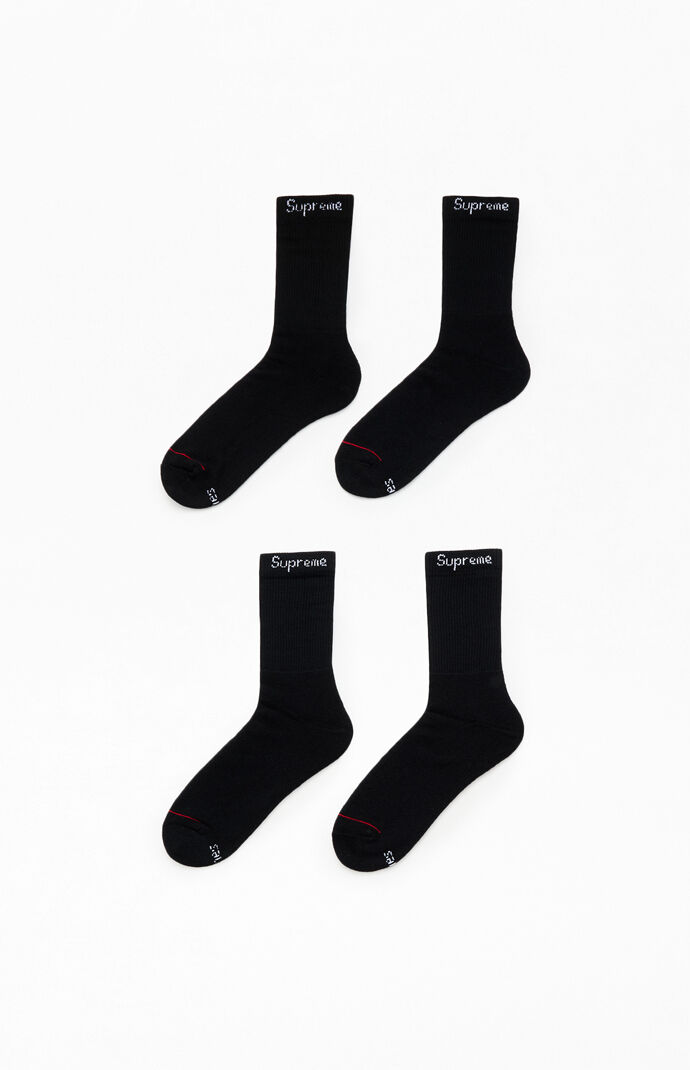 高評価のクリスマスプレゼント x Supreme Hanes PacSun | Socks Crew Black Pack 4 下着・アンダーウェア