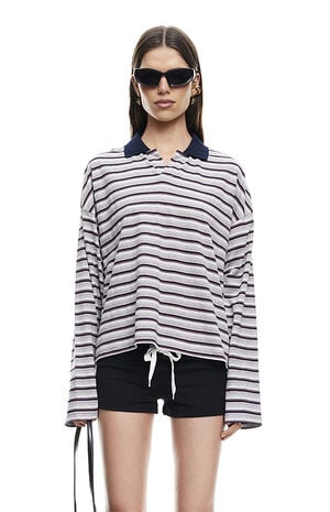 Black & Gray Striped Rebels Jersey Long Sleeve Top image number 1