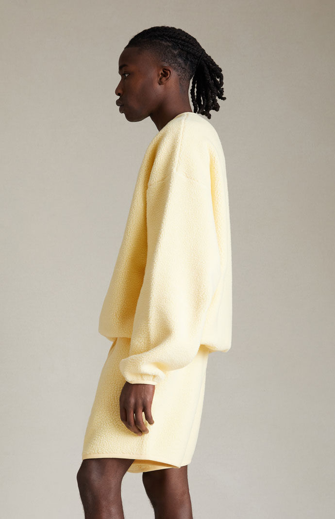 Fear of God ESSENTIALS Garden Yellow Polar Fleece Crew Neck Sweatshirt