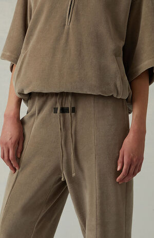 Women's Desert Taupe Velour Sweatpants image number 5