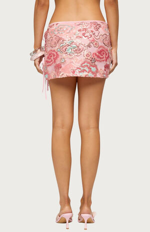 Bead and Sequin Side Tie Mini Skirt image number 3
