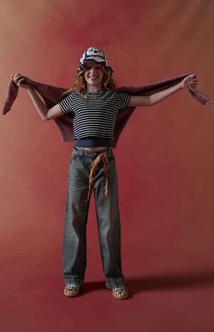 Striped Ribbed Skimmer T-Shirt image number 1