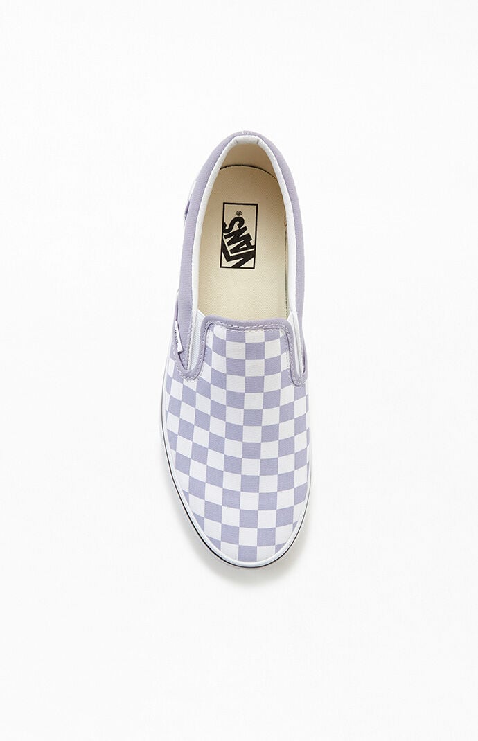 Vans Checkerboard White Lavender Slip On Shoes PacSun