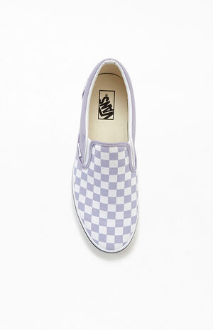 Checkerboard White & Lavender Slip-On Shoes image number 5