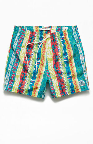 Retro Vertical Stripe AOP 15" Swim Trunks image number 1