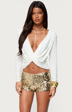 Twisted V Neck Long Sleeve Top image number 2