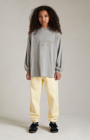 Essentials Dark Heather Oatmeal Long Sleeve T-Shirt image number 5