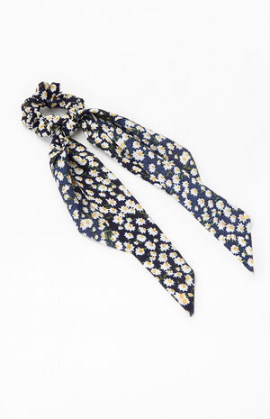 Navy Floral Flowy Scrunchie image number 1