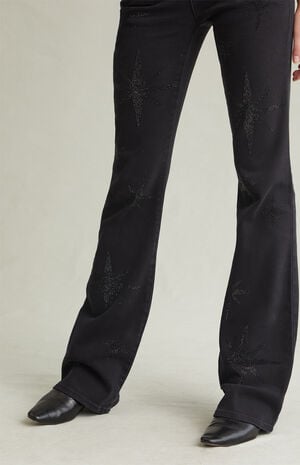 Jade Low Rise Bootcut Jeans Stretch Rhinestone Star Black image number 2