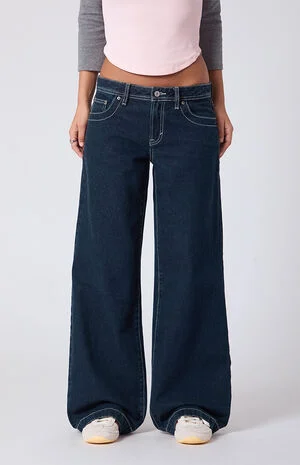 Casey Low Rise Baggy Jeans Contrast Stitch Rinse Denim image number 2