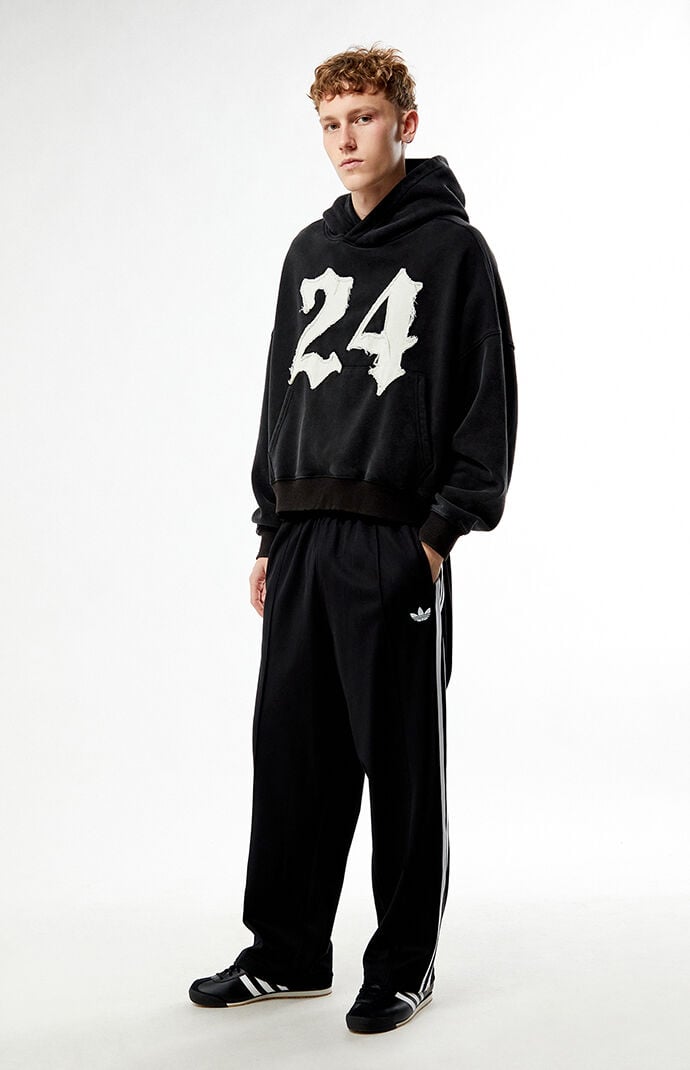 adidas Black Baggy Three Stripe Track Pants