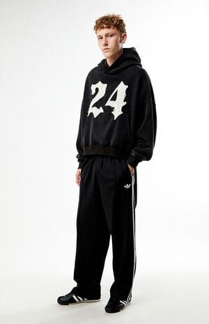 Black Baggy Three Stripe Track Pants image number 1