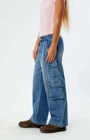 Medium Indigo Baggy Cargo Jeans image number 3