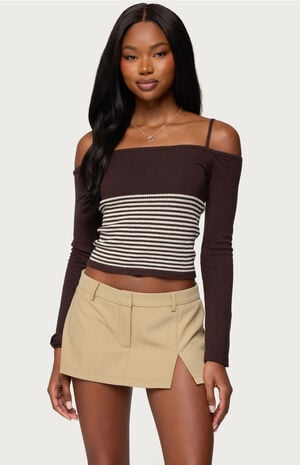 Darya Striped Off Shoulder Knit Top image number 1