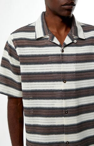 Striped Texture Oversized Resort Camp Shirt image number 2