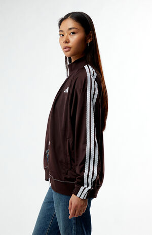 Brown Tricot 3 Stripes Track Jacket image number 3