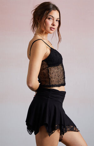 Lace Asymmetrical Mini Skort image number 4