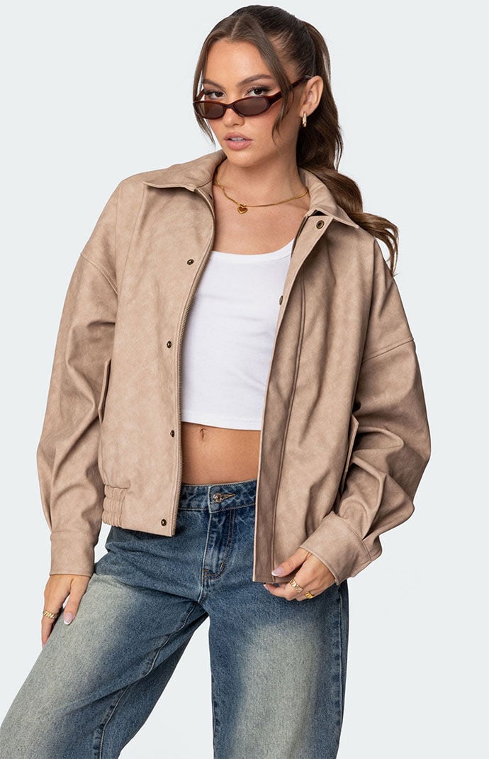 Edikted Mori Oversized Faux Leather Jacket | PacSun