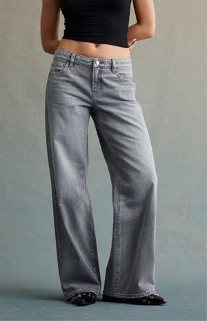 Light Gray Low Rise Baggy Jeans image number 2