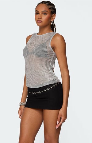 Amalya Shiny Sheer Knit Top image number 3