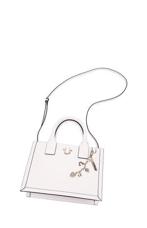White Modern Edge Charm Tote Bag image number 9